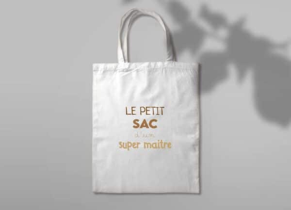 Objet personnalisé de merci maître : Sac en toile marron "le petit sac d'un super maître"