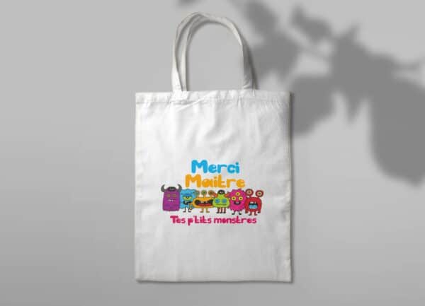 Idée cadeau merci maître : Sac en toile maître de petits monstres