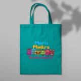 Idée de cadeau pour merci maître : Sac en toile turquoise "maître de petits monstre"