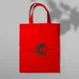 Tote bag rouge fête de la musique : disque + onde
