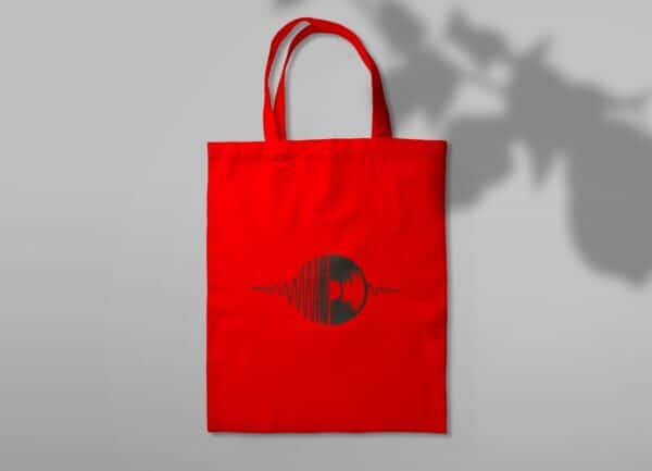 Sac en toile rouge disque et son