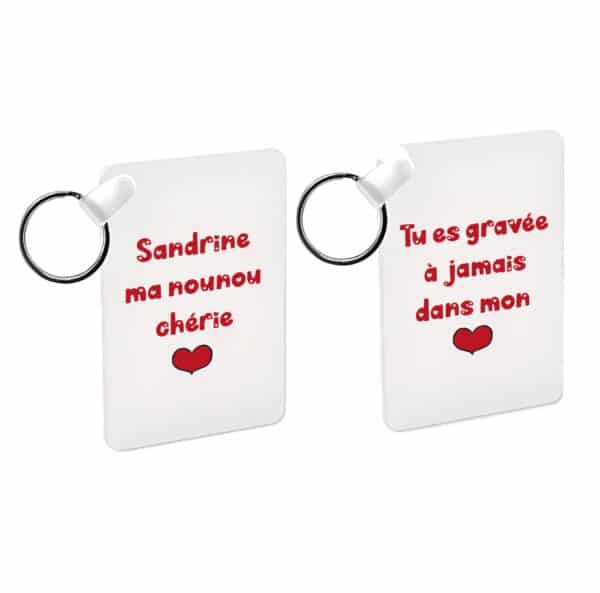 Objet personnalisable merci nounou : Porte clé "nounou tu es gravé dans mon coeur"