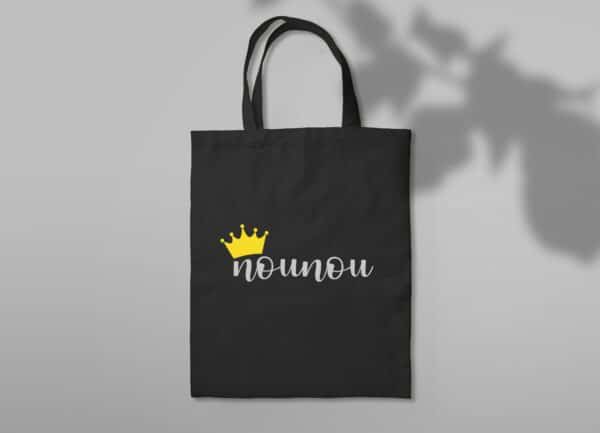Objet personnalisable merci pour nounou : tote bag noir "nounou"