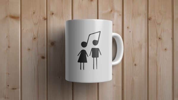 tasse personnages représentés par une note de musique
