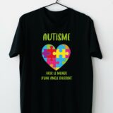 Cadeau autisme : T-Shirt Noir "voir le monde différemment"