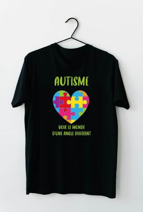 Cadeau autisme : T-Shirt Noir "voir le monde différemment"