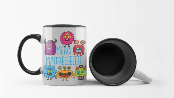 Cadeau personnalisable pour merci maître : Tasse bicolore "Merci maître"