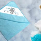 cape de bain personnalisée bleue chat