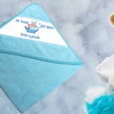 cape de bain personnalisée bleue