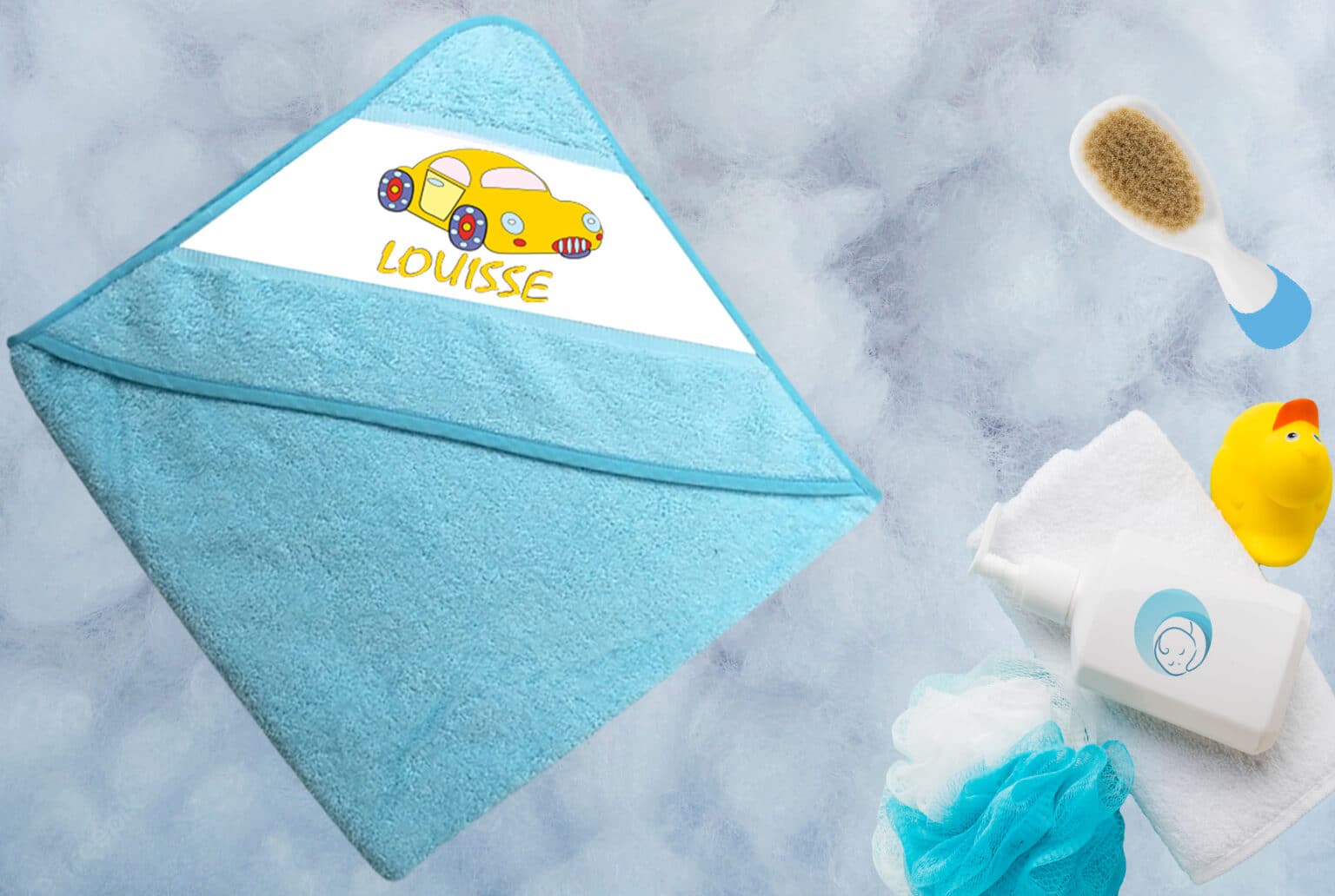 Cape de bain personnalisée bleue voiture - M-Ask-Perso