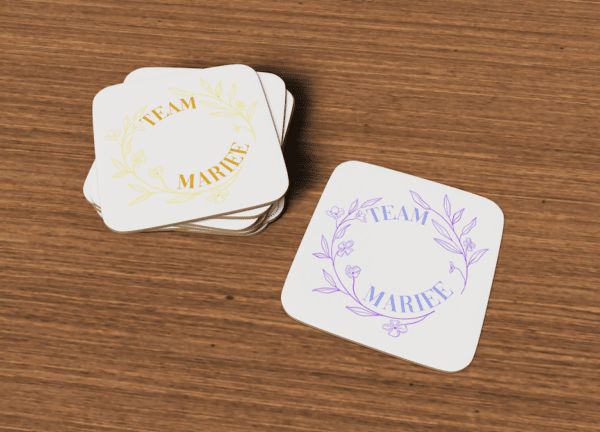 Sous-verres team mariée- couronne de fleurs