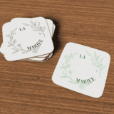 Couronne de fleur mariage dessin : sous-verres la mariée