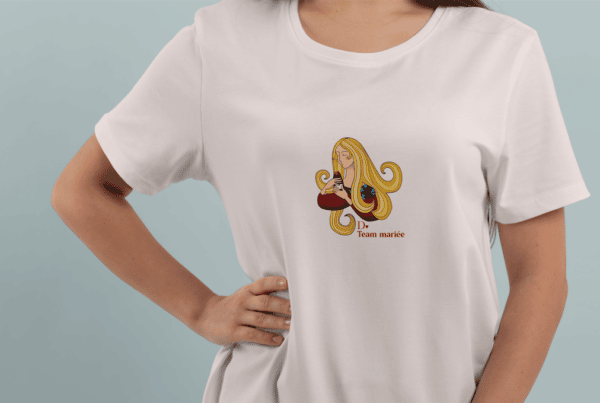 T-shirt team mariée dame de coeur
