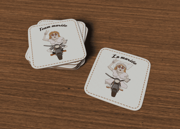 Sous-verres humour moto- la mariée