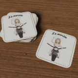 Mariée en moto : sous-verres