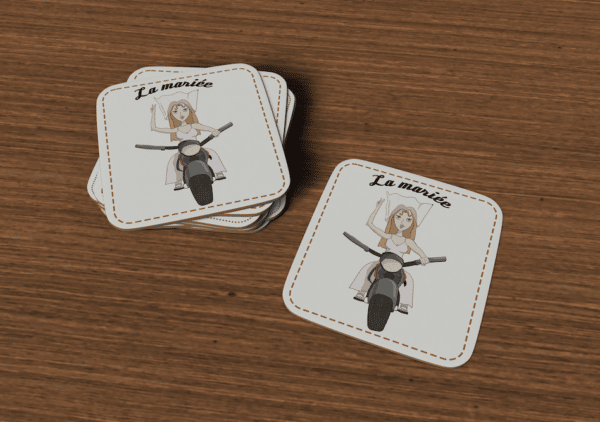 Sous-verres la mariée - voile moto