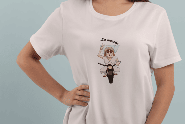 T-shirt humour moto- la mariée voile