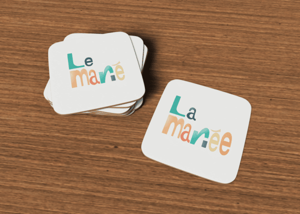 Sous-verres le/la marié(e)- lettre en couleurs