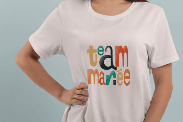 T-shirt team mariée- lettre en couleurs