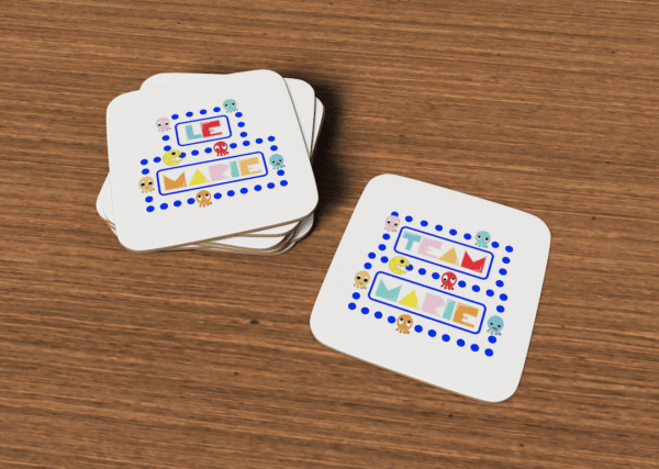 Sous-verres le/team marié jeu Pacman