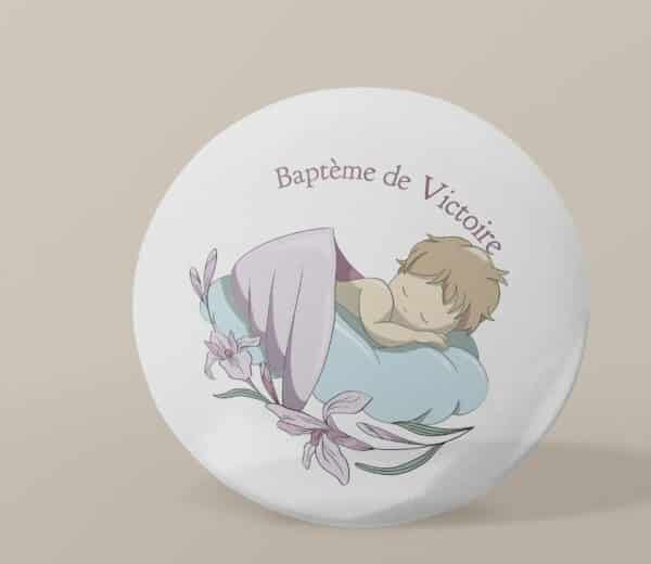 Badge personnalisé Baptême ange