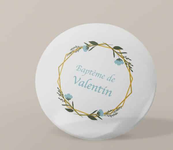 Badge personnalisé Baptême bleu or