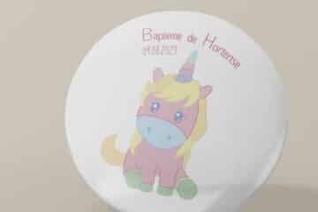 Badge personnalisé Baptême licorne