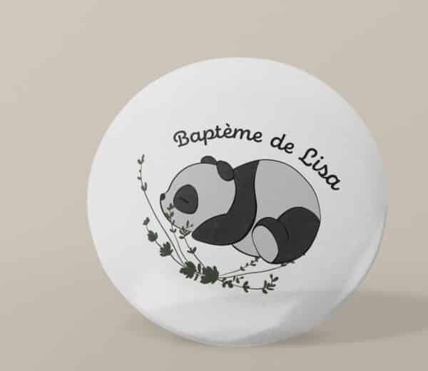 Badge personnalisé Baptême panda
