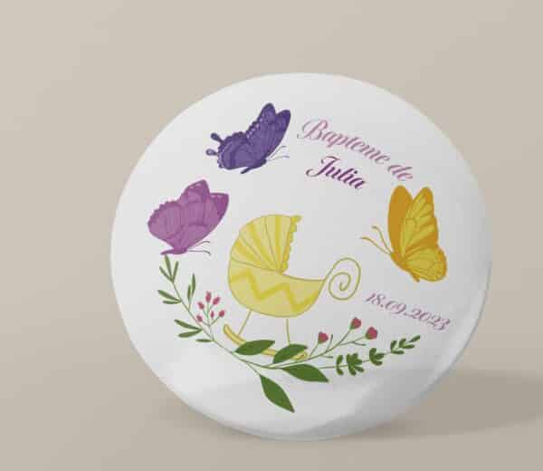 Badge personnalisé Baptême papillons – Image 2