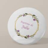 Badge personnalisé Baptême rose or