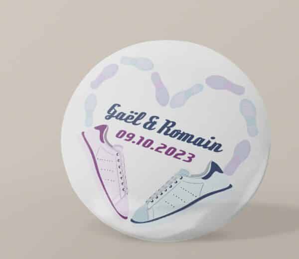 Badge personnalisé Mariage basket