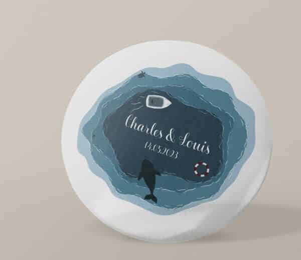 Badge personnalisé Mariage mer