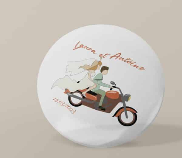 Badge personnalisé Mariage motard