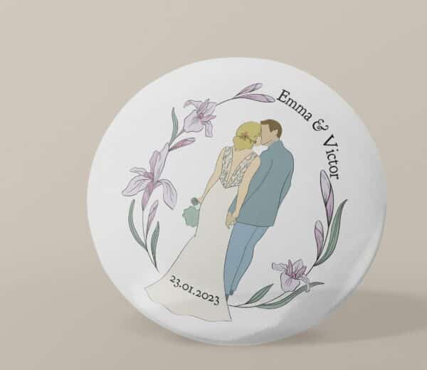 Badge personnalisé Mariage princesse