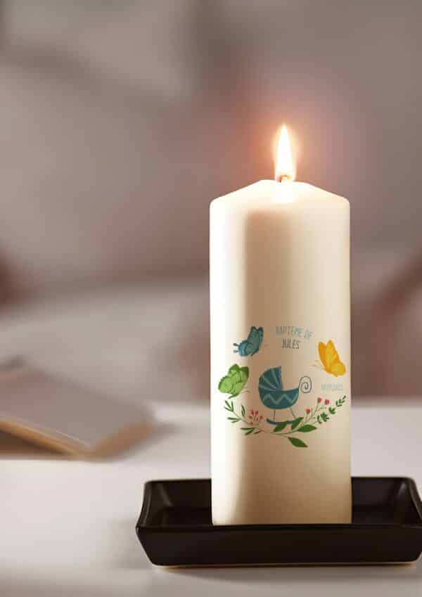 Bougie personnalisée Baptême papillons – Image 2