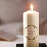Bougie personnalisée Baptême rose or