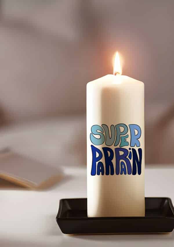 Bougie personnalisée: couleurs super parrain – Image 4