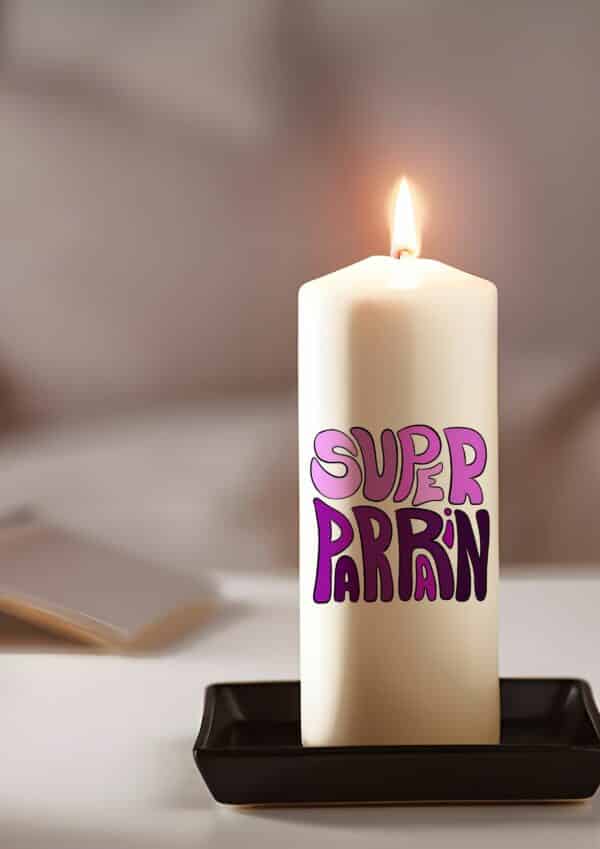 Bougie personnalisée: couleurs super parrain – Image 2