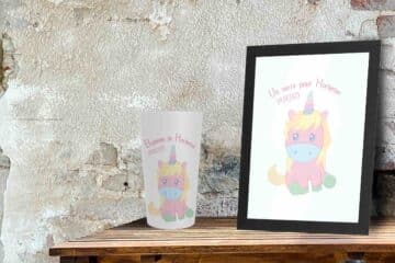 Cadre personnalisé bar a gobelets licorne