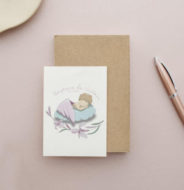 Carte personnalisée Baptême ange – Image 2