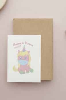 Carte personnalisée Baptême licorne