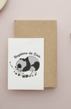 Carte personnalisée Baptême panda