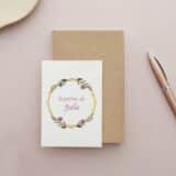 Carte personnalisée Baptême rose or