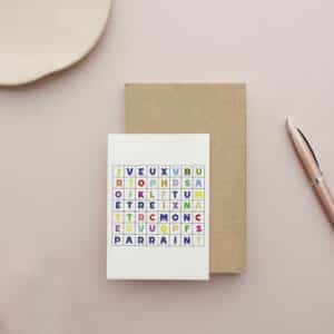 carte A6 mots cachés veux tu être mon parrain