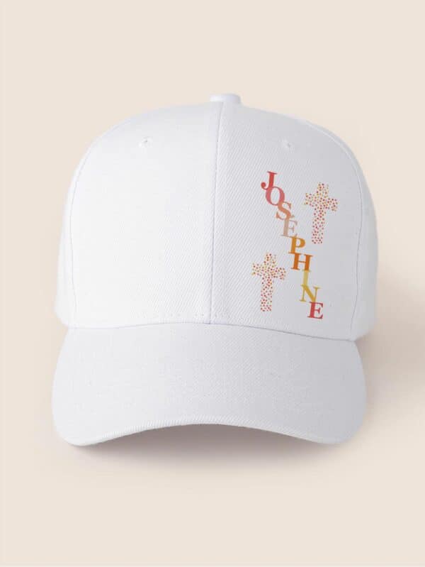 Casquette personnalisée baptême prénom croix – Image 3
