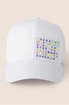 Casquette personnalisée demande parrain mots cachés