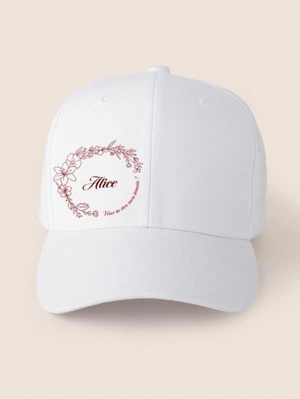 Casquette fleurs- demande témoin prénom – Image 2