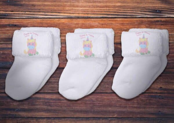 Chaussettes personnalisées Baptême licorne