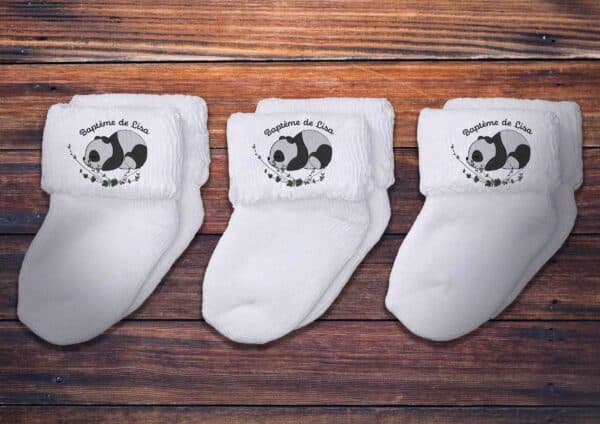 Chaussettes personnalisées Baptême panda