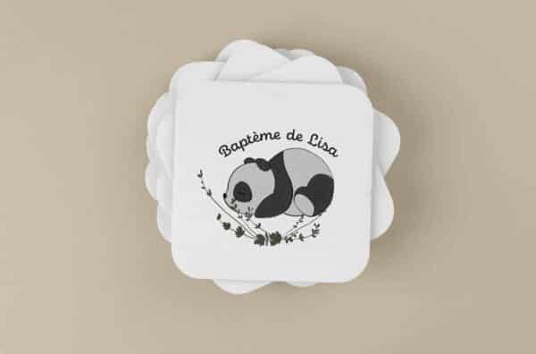 Sous-verre personnalisé Baptême panda